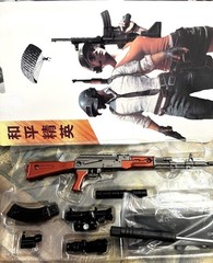 💥Manseiko Metal Miniature Gun AK-47 Assault Rifle ~8” 1:6 w/Rmv Silencer & Mag