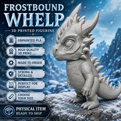 Frostbound Whelp Baby Dragon 3D Printed Figurine Wingless Ice Drake PLA