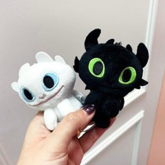 How To Train Your Dragon Keychain Toothless Light Fury Plush Sitting Official