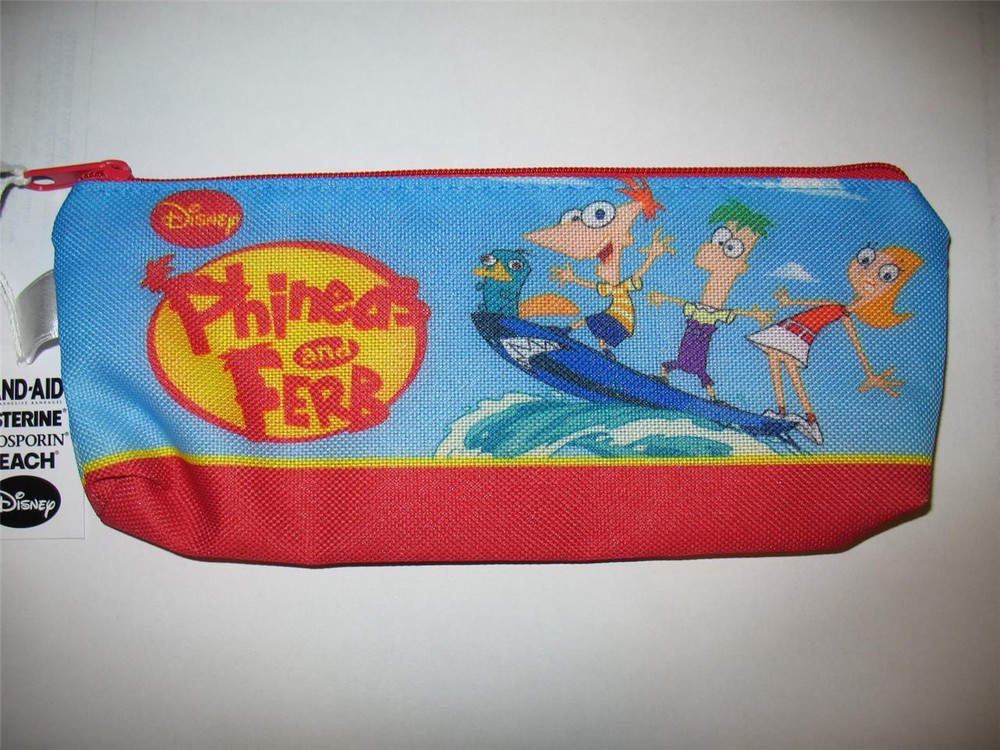 Disney Phineas and Ferb Cartoon Show Kids School Play Crayon PENCIL POUCH CASE