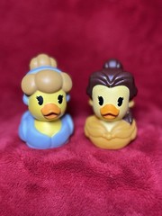 Disney Duckalooz Lot of 2 Just Play Rubber Ducks Belle Cinderella 3” Princess