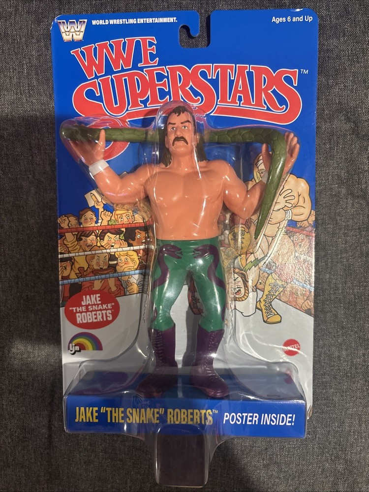 WWE Mattel Superstars Jake The Snake Roberts LJN Retro Wave 3 Blue Card In Hand