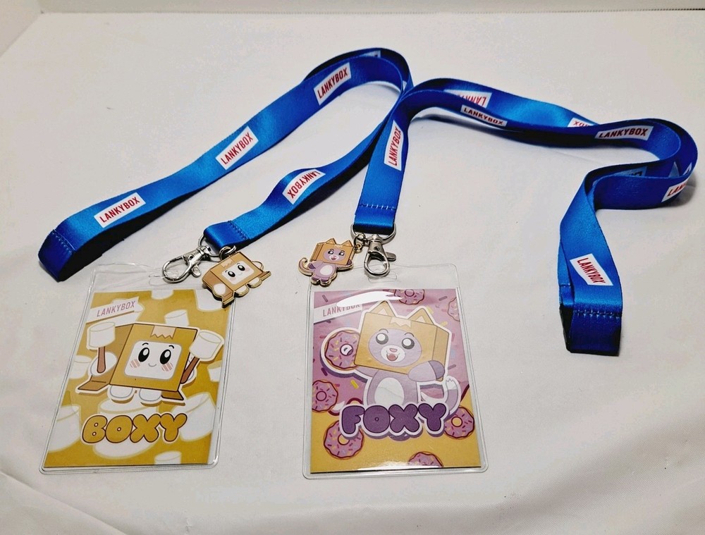 2 LankyBox Boxy Foxy Lanyard Charm Card Character Happy Friends