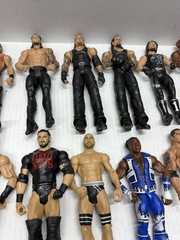 WWE AEW 27+ Action Figures Accessories Lot Undertaker Rock Brett Hart