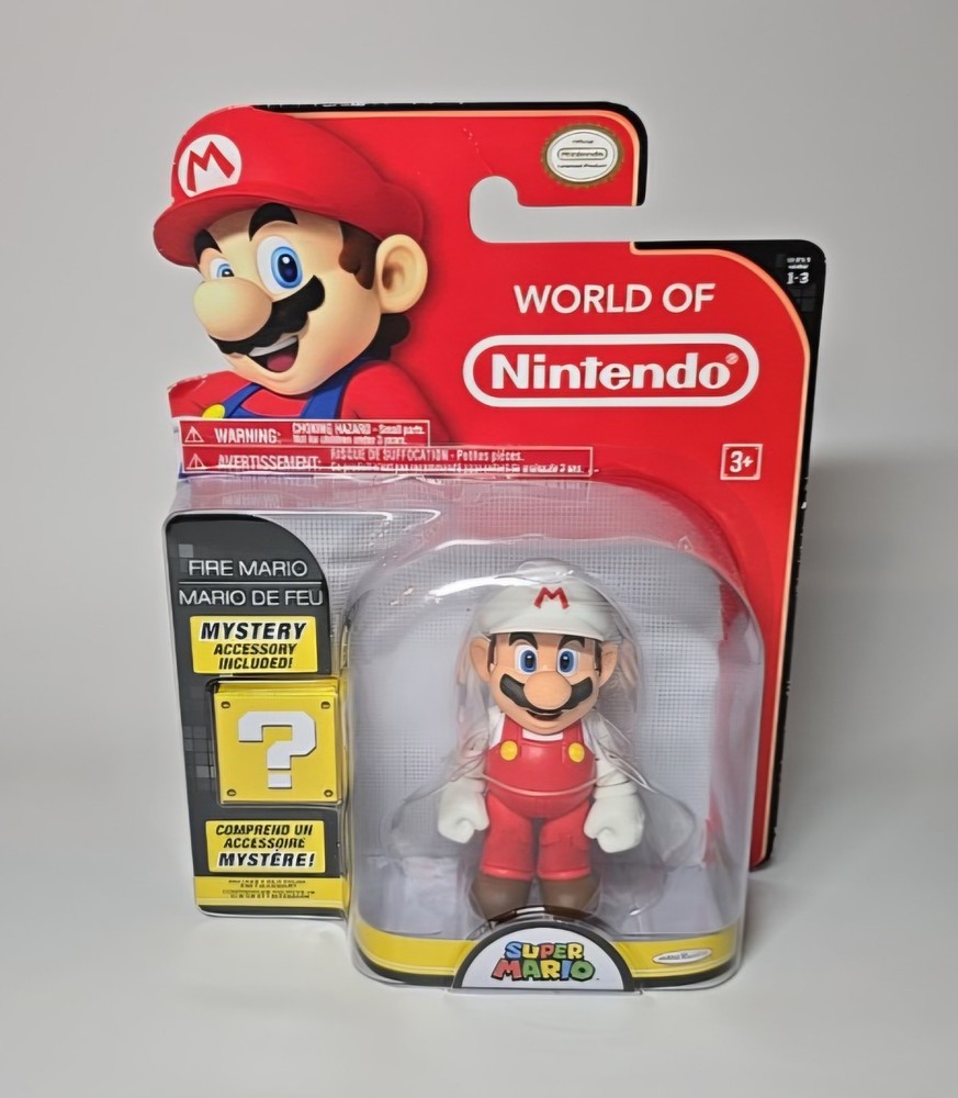 World of Nintendo FIRE MARIO Figure from Series 1-3 2015 4″ NIB Box Damage