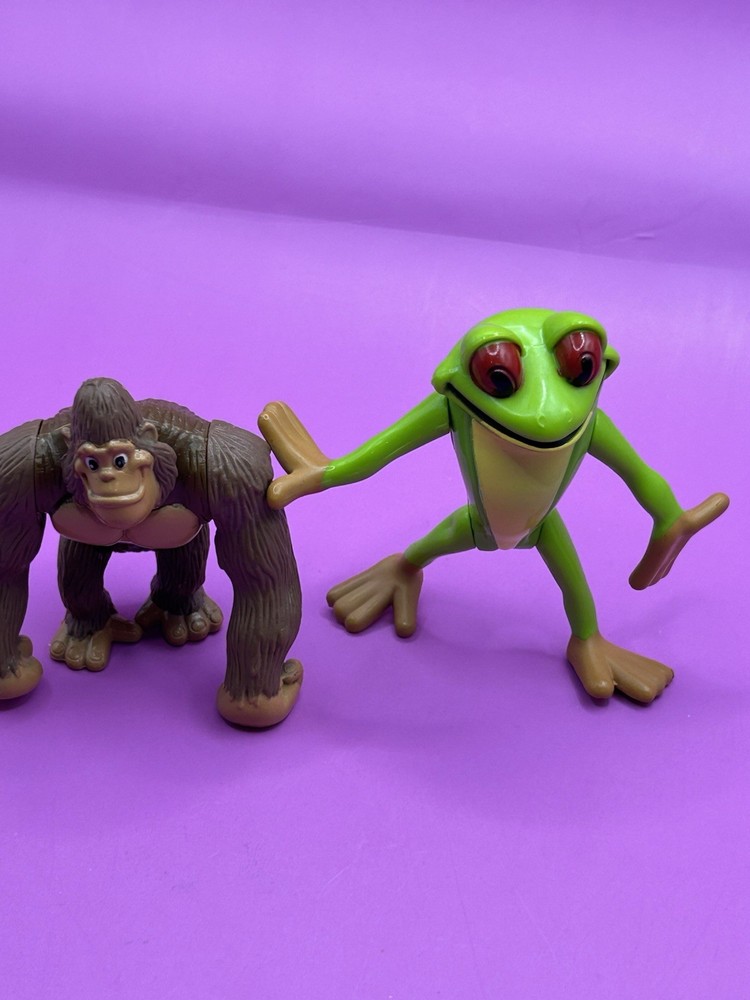 Rainforest Cafe Gorilla, Frog action figures 2000 advertising safari toy RFC