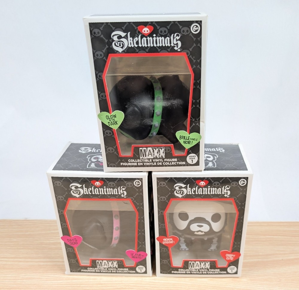 SEALED Skelanimals COMPLETE Maxx Figure Set Glow in the Dark Day of the Dead