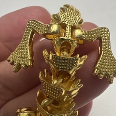 Chinese Gold Tone Articulated Dragon Figurine 3D Zodiac Tabletop Feng Shui Decor