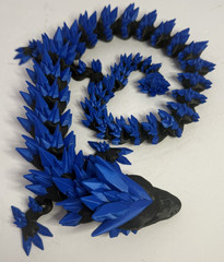 3D Printed Crystal Dragon -PLA- Black and Blue – 2 Ft Long – Articulated dragon