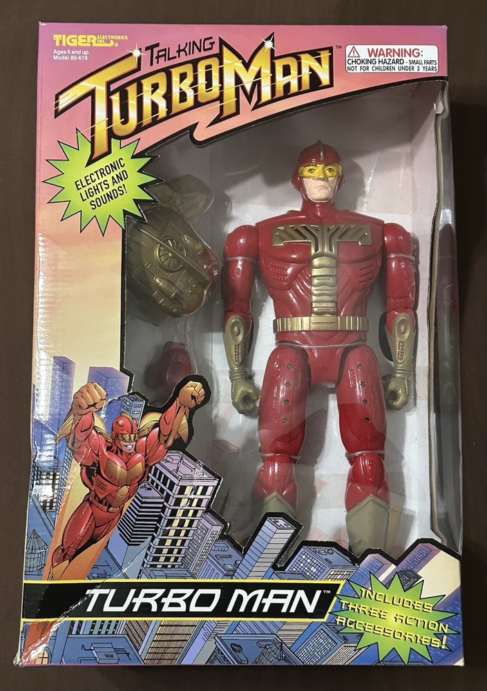 1996 Talking Turbo Man 13.5” Tiger Electronics Deluxe Edition Sealed