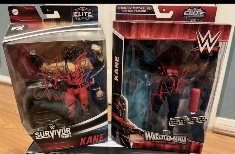 Mattel WWE Elite Survivor Series Kane Action Figure And Wrestlemania Signed!