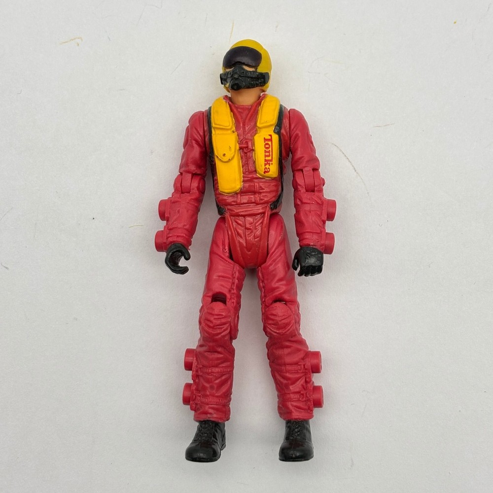 Tonka BTR Rescue Pilot Action Figure 4″ Red Jumpsuit Yellow Helmet Built to Rule