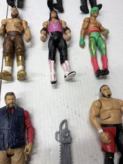 WWE AEW 27+ Action Figures Accessories Lot Undertaker Rock Brett Hart