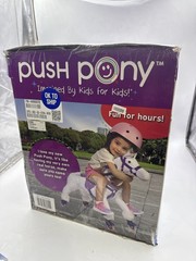 POWER PONY PUSH RIDING TOY 3+ YEARS, 100 LB CAPACITY – WHITE