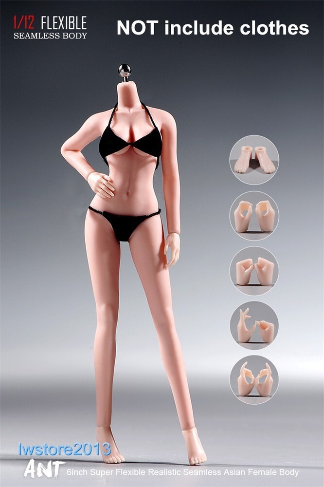US ANT 1/12 T305B Pale Skin 6″ Seamless Female Action Figure Body Hand Foot Toys