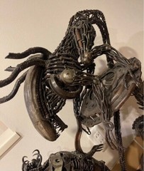 Metal Art Alien VS Predator Inspired Recycled Metal Sculpture Super Rare ! Used