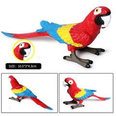 Red Macaw Bird Toy Action Figure Small Animal Figurine Doll Gift for Kids