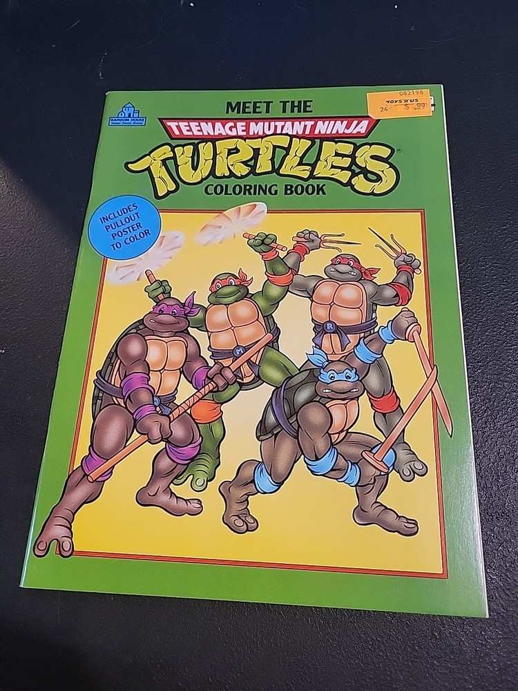 Vintage 1990 Meet The TEENAGE MUTANT NINJA TURTLES Coloring Book With Poster