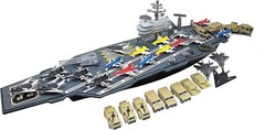 Toy Aircraft Carrier Cargo Plane 18 Warplane Fighter Jets and 6 Extra Vehicles