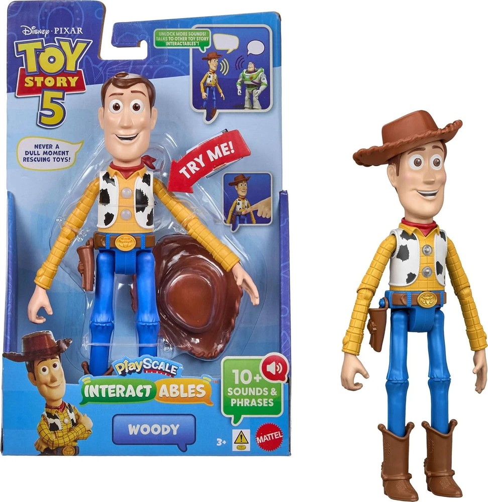 Disney & Pixar Toy Story 5 Interactables Woody Figure 9″ Playscale Movie Phrases