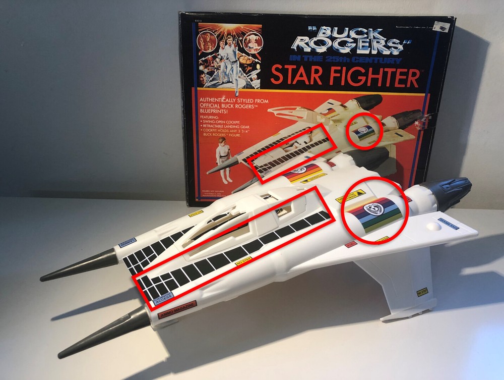 1979 MEGO Buck Rogers Star Fighter | 23 BOX STICKER DIE-CUT