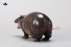 JXK Realistic Baby Hippo GK Resin Figure Cute Animal Model Collectible L 10cm