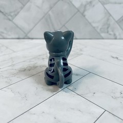 Gray Barbie Doll Size Pet Japanese Beckoning Tabby Lucky Cat Toy Figure