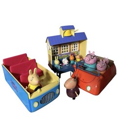 Miss Rabbit Big School Bus + Madam Gazelle School Set, Free Peppa Pig Family Car