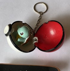 Vtg 1999 Pokemon Geodude Mini-Skateboard X-Concepts Squirtle Pokeball Keychain