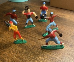 Vtg Est. 1950s ‘60s ‘70s Plastic Baseball Player Figures Cake Toppers 6 Players