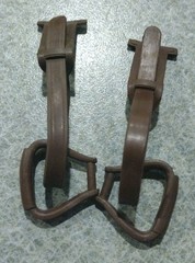 1960’s-70’s Marx Johnny West Pair of Brown Saddle Stirrups w/Straps Good Cond