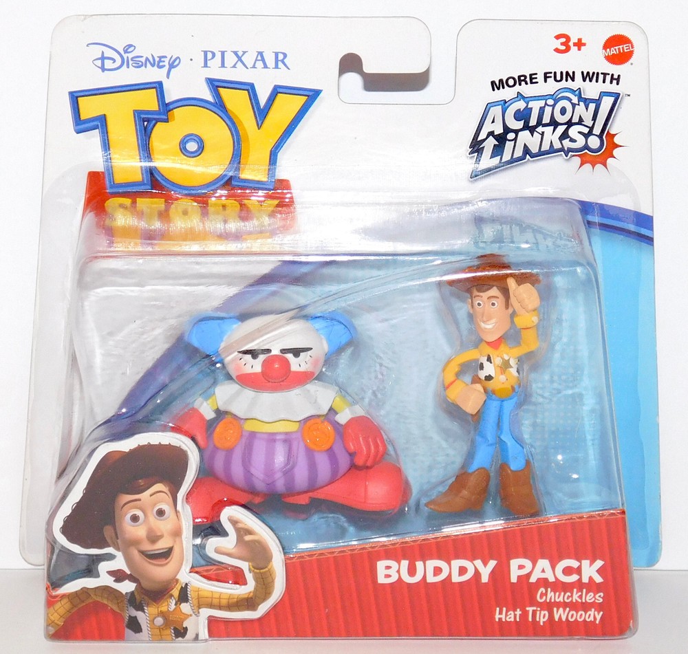 Toy Story CHUCKLES CLOWN * HAT TIP WOODY Action Links Figure Buddy Pack New