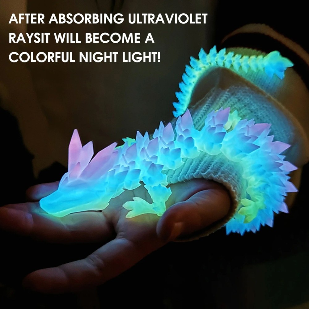 3D Printed Luminous Dragon Glow in Dark Articulated Desk Decor Kids Gift