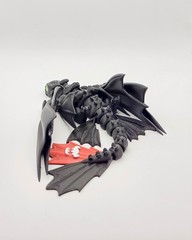 Articulated Night Flyer Dragon Figure 3D Printed 4″ Black Green Eyes Poseable