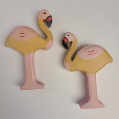 Holztiger Flamingo Wood Toy Lot of 2 Pink Bird Animals