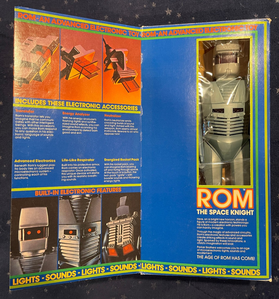 COMPLETE VINTAGE 1979 ROM THE SPACE KNIGHT w/ORIGINAL BOX & PALITOY DISPLAY BOX