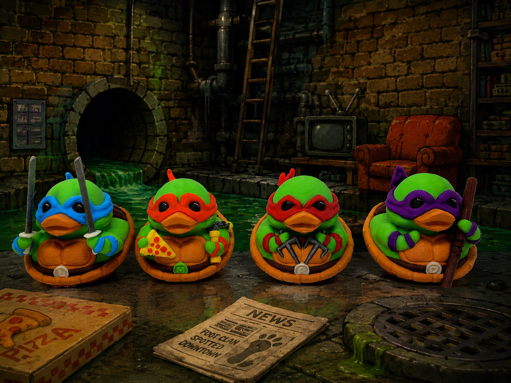 Leonardo Raphael Michelangelo Duck Teenage Mutant Ninja Turtle Fan Art 3D Print