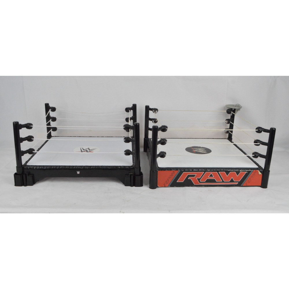 WWE Mattel RAW Full-Scale Wrestling Rings Lot of 2 2013 2017 for Action Figures