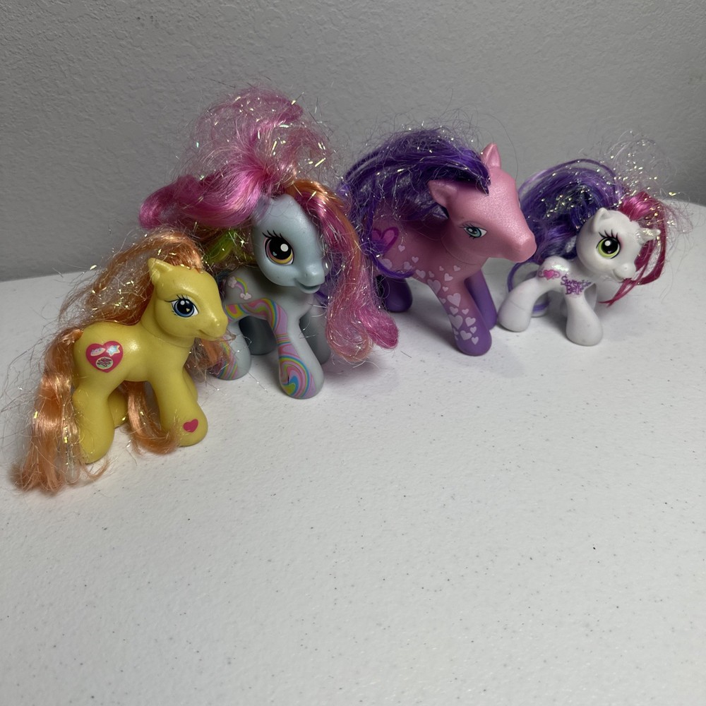 My Little Pony Set Of 4, 2 Little & 2 Large Years- 2003, 2005, 2008 Glitter MLP