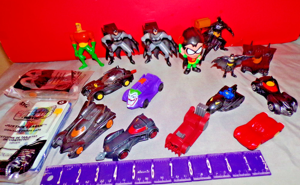 Batman Assorted Random Lot of Fastfood Batmobiles & Batman Figures Joker & More