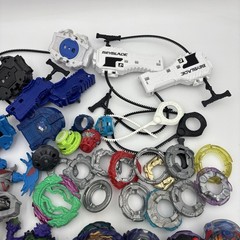 Large 90+ Piece Lot Of Beyblade Spinners, Discs, Launchers, Parts