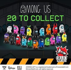 Among Us Crewmates Stamps 4pk Cyan White Blue Red Character Figure Set
