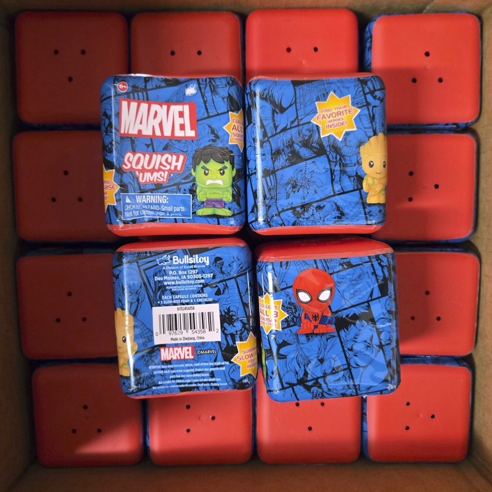 Marvel Squish ‘Ums Slow Rise Foam Figures – Lot of 48 Sealed Blind Cubes