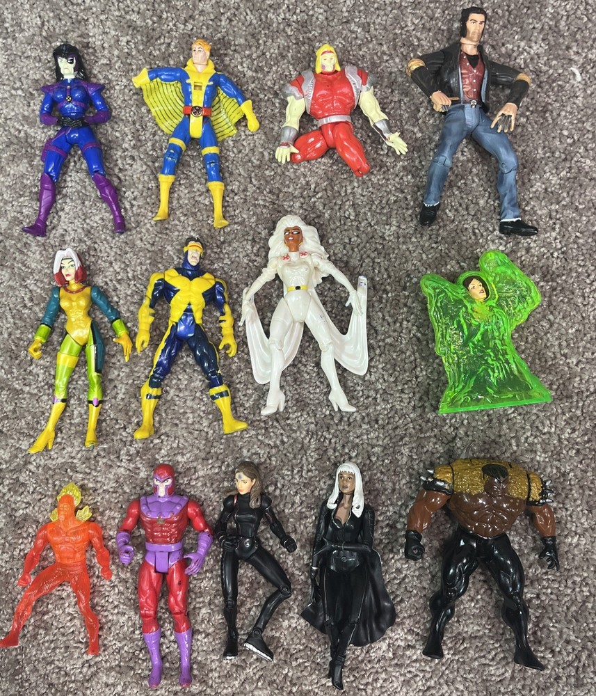 Vintage Rare 90s Marvel X-Men Action Figure Lot Of 13 Cyclops Wolverine Torch￼