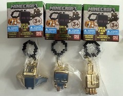 Minecraft 24k Gold Backpack Hanger Series 2 Complete Set of 3 Brand New Open Box