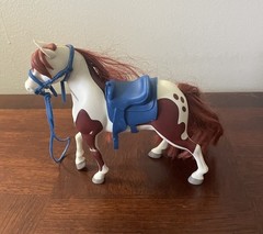 DreamWorks Spirit Riding Free Toy Horse Figure 7” L With Blue Saddle & Harness