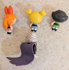 Set Of 4 Power Puff Girls Figures (Blossom, Bubbles, Buttercup And Mojo Jojo)
