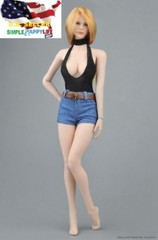1/6 sexy female Bodysuit Denim Shorts for Kumik Phicen Hot Toys poptoys ❶USA❶