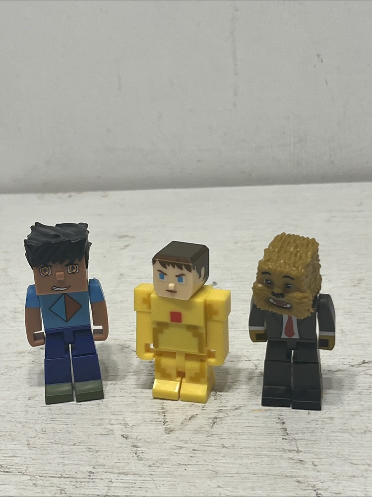 Lot of 3 Minecraft Tube Heroes Action Figure Vikstar123 Jazwares 3″ Steve +2