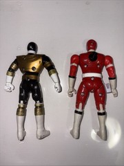 Vintage Bandai 1990s Power ranger Figure Lot. Zeo Black And Gold & Red Turbo!